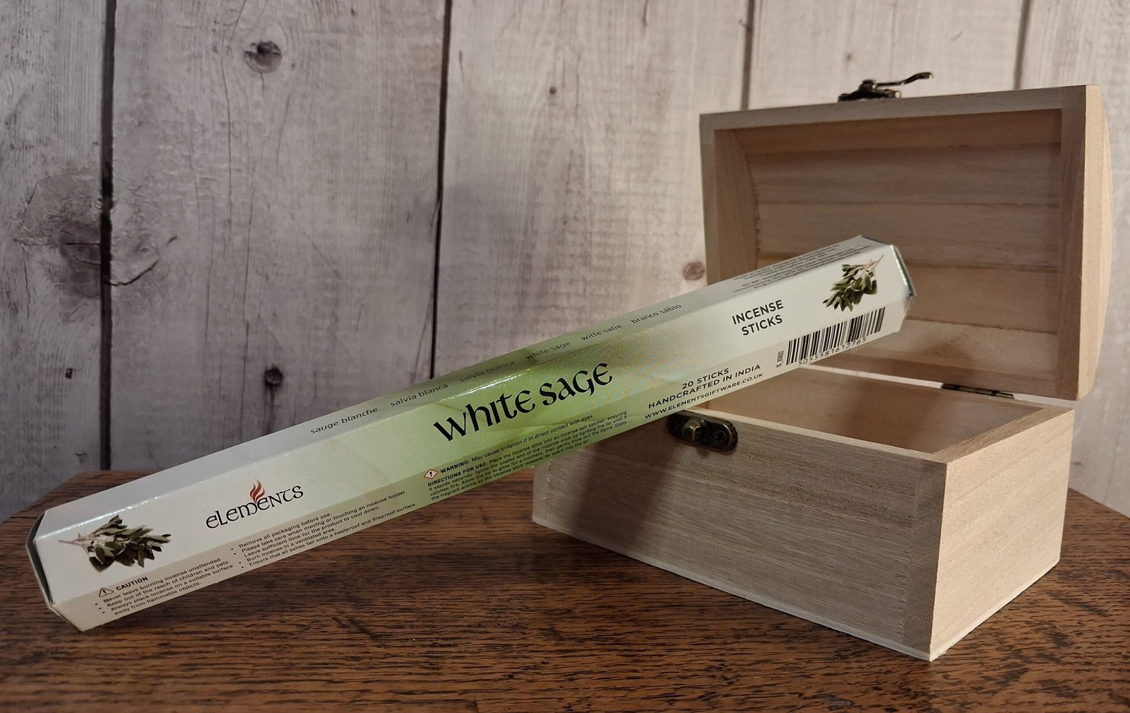 Elements White Sage Incense Sticks 1 Tube of incense stick. Package is why, black and green with picture of white sage.