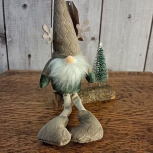 Green Sitting on Log Santa Gonk it is 26cm long from top of cap to feet.