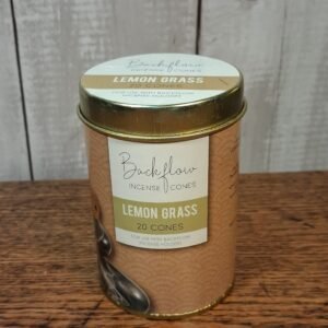 A tin of 20 Lemon Grass backflow incense cones