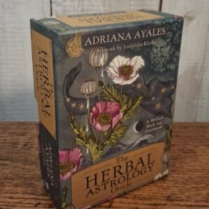 Picture of the packaging for the Herbal Astrology Oracle Cards showing plants