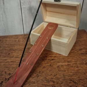 Wooden ash catcher accented with small gold stars and a pentagram